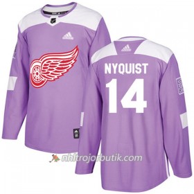 Män Ishockey Detroit Red Wings Tröja Gustav Nyquist 14 Adidas 2017-2018 Lila Fights Cancer Practice Authentic